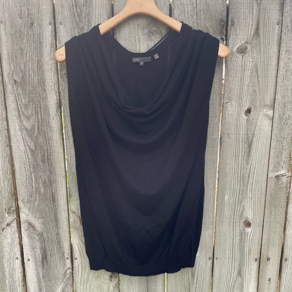 Vince Cashmere Black Sleeveless Sweater Cowlneck - Picture 1 of 10